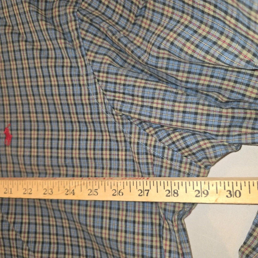 Polo Ralph Lauren Button Down 2XB Men Blue Plaid Long Sleeve Pony Logo Shirt